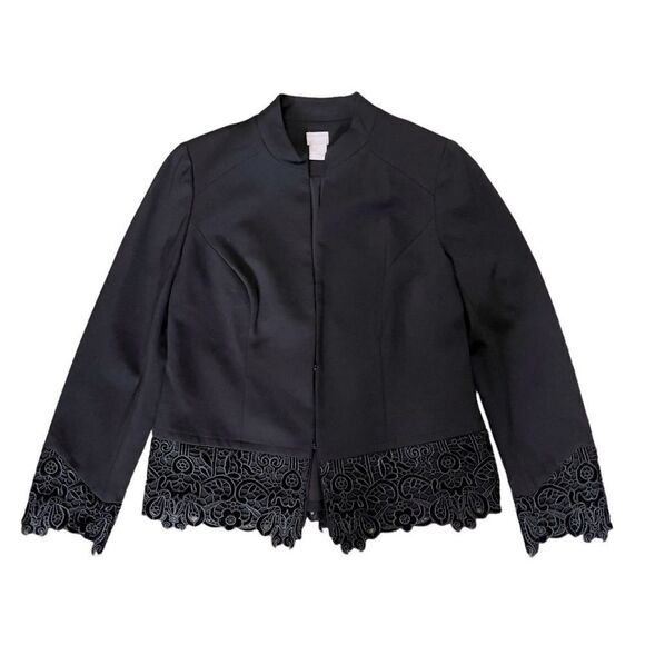 CHICO’S Lace Hem Ponte Jacket Size 0 (4) - Picture 2 of 16